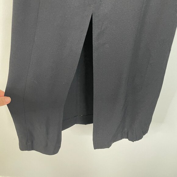 Vintage 90s Mod Midi Long Dress Womens 8 Black Statement Night Out Mob Wife - Picture 4 of 10